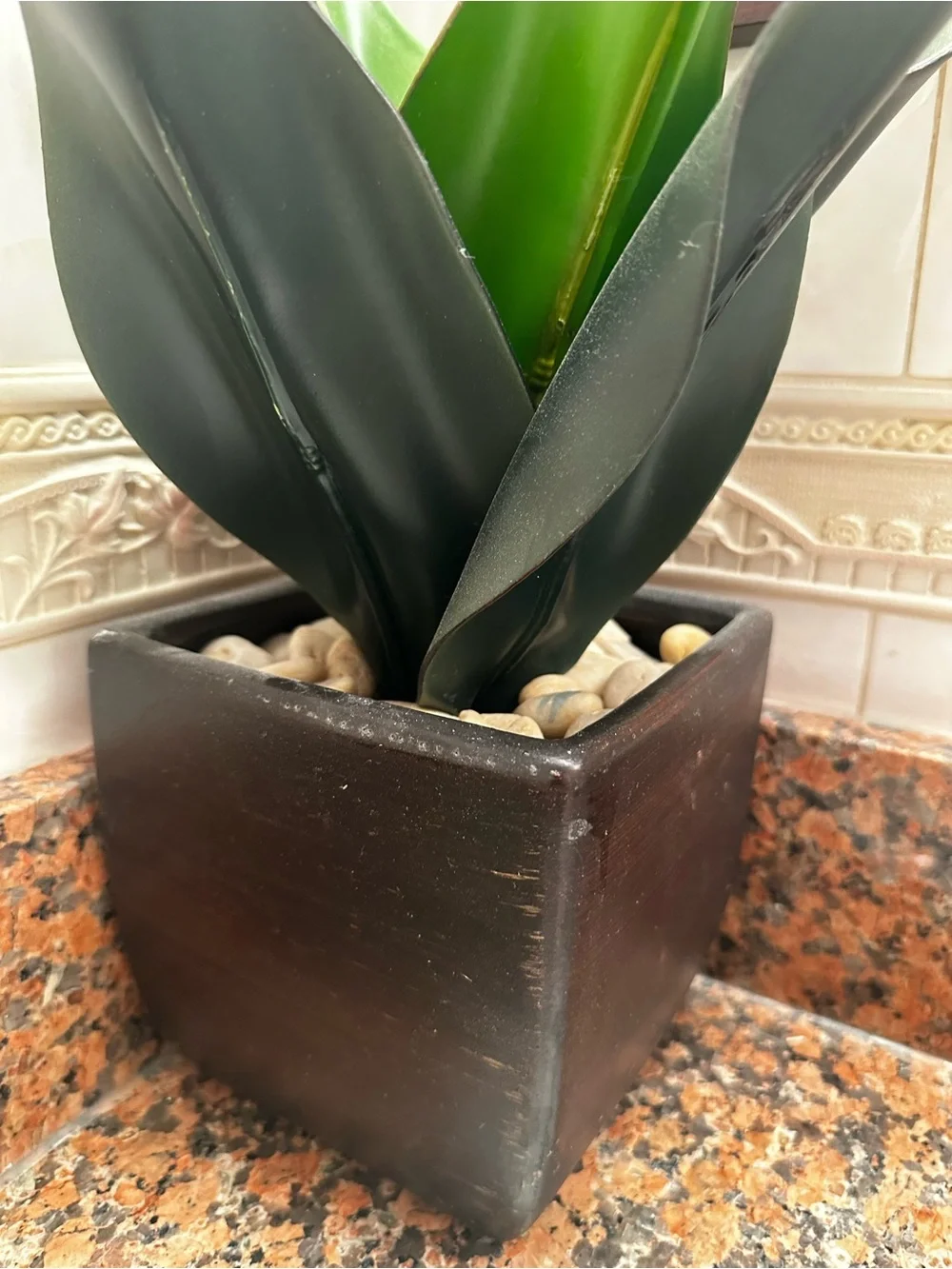 12” Agave Succulent Artificial Plant Home Decor In Black Square Planter